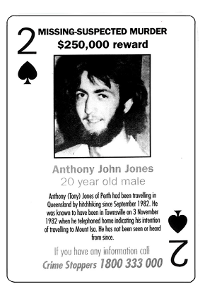 Missing poster for Tony Jones who went missing in 1982