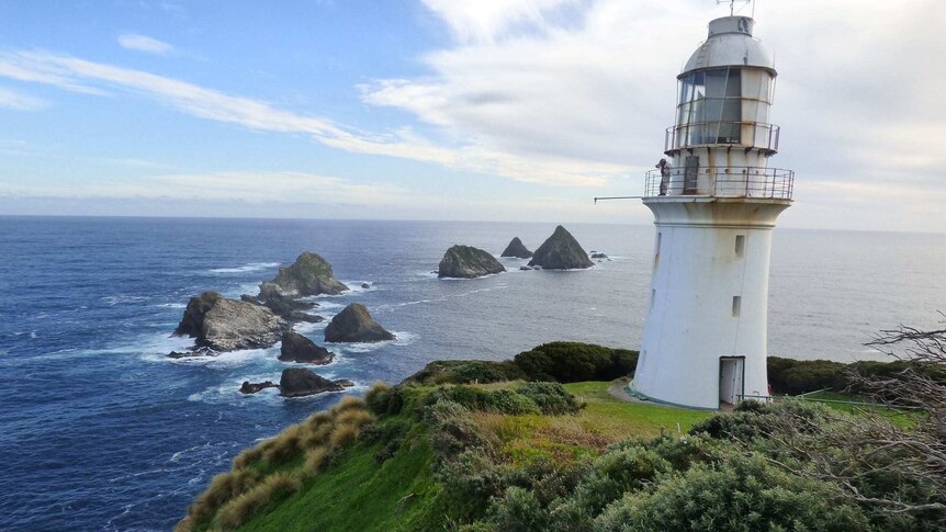 Maatsuyker Island lighthouse, looking out towards the Southern Ocean.