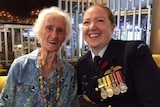 Joan Baker-Finch with C17 Globemaster pilot Samantha Freebairn