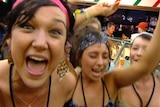 TV still of schoolies girls partying at Surfers Paradise in south-east Qld on November 27, 2008.