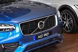A Volvo XC 90 car is seen during an interview with CEO Hakan Samuelsson.
