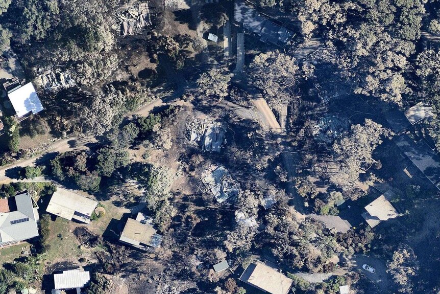 Houses in Separation Creek after the Christmas Day bushfires.