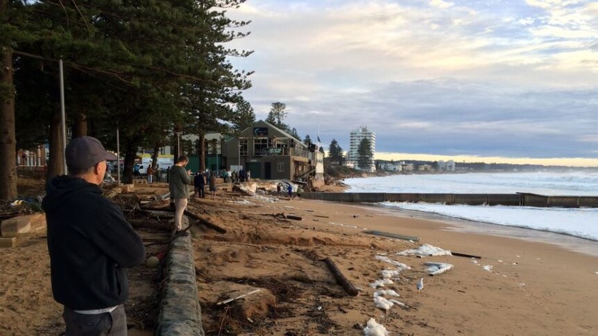 Debris washes up at Collaroy beach, NSW after storm event, June 6, 2016