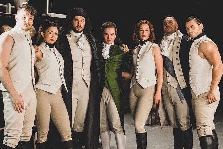 A photo of some of the cast of Hamilton's Sydney show
