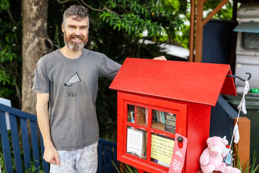 Greg James and his family's street library in Paddington.