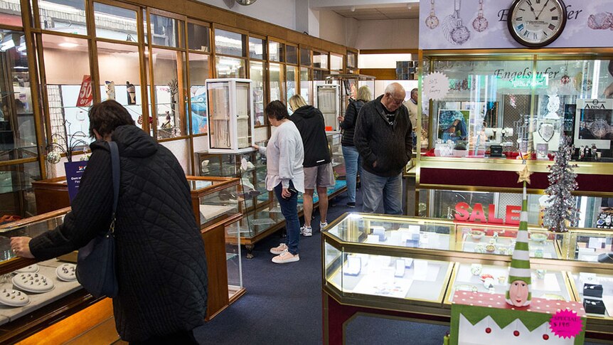 Customers inside Joyce Jewellers in Burnie