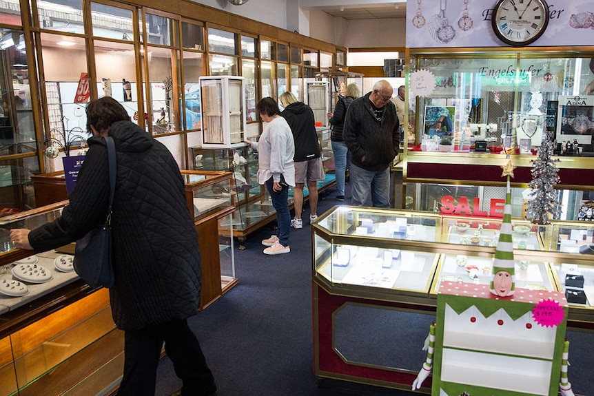 Customers inside Joyce Jewellers in Burnie