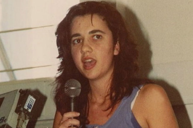A young Annastacia Palaszczuk giving a speech at the University of Queensland where she was an Arts and Law student in Brisbane