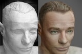 The Somerton Man's face mould and a digital image of the man it was taken from