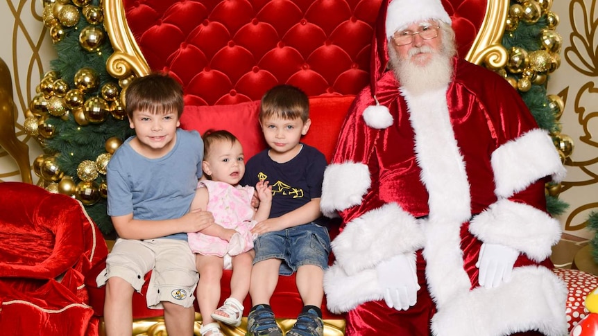 Liam, Brooklynn and Jensen-Jai with Santa