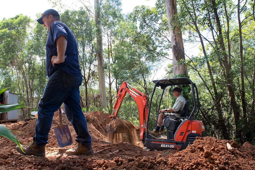 Police excavated the backyard of a Mount Nathan property looking for evidence in 2014.
