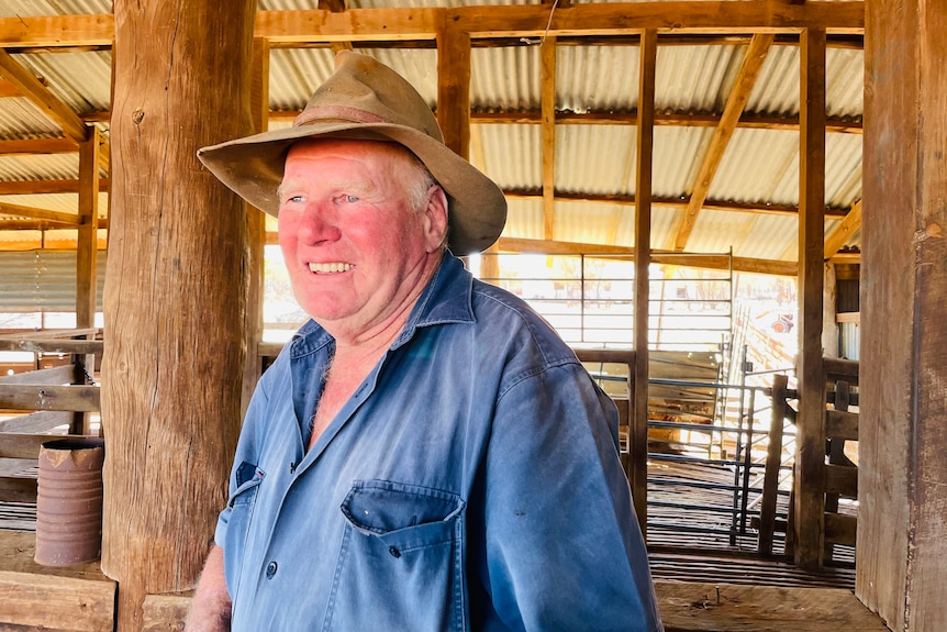 Grazier Peter Lucas in the shearing shed at Cliffdale.