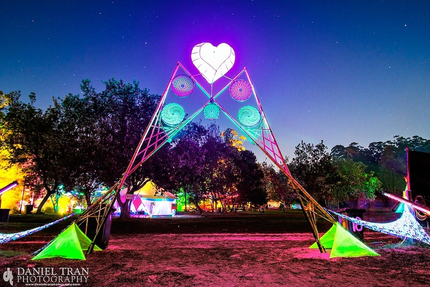 A light display at a music festival.