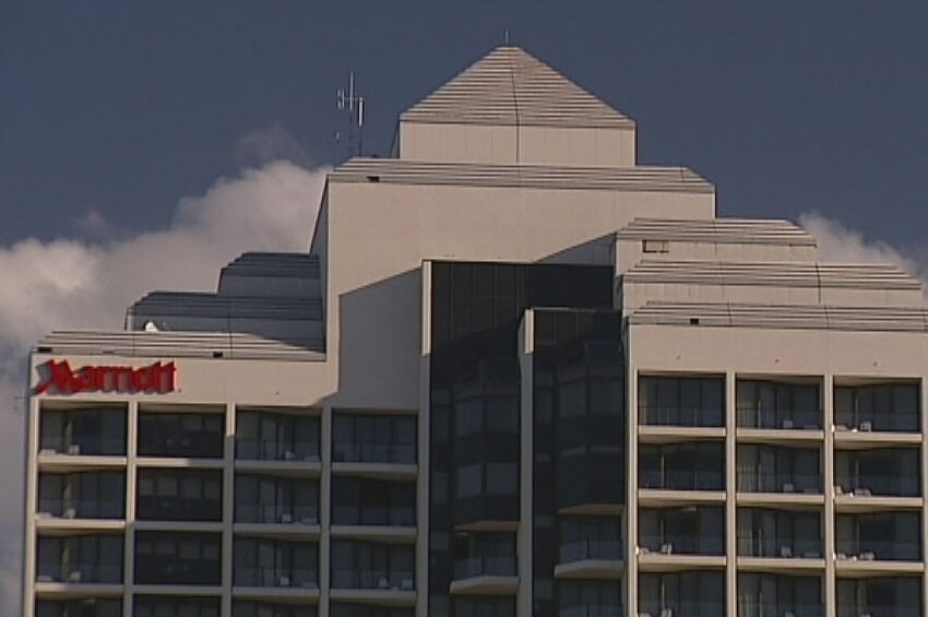 Elliott Coulson fell to his death from the balcony of his 26th floor room at the Marriott Surfers Paradise today.
