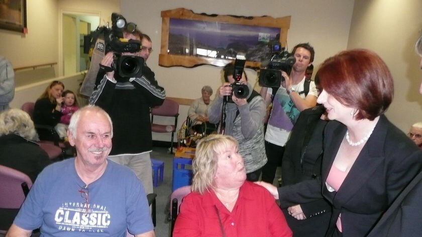 Gillard speaks with the community in Devonport, Tasmania