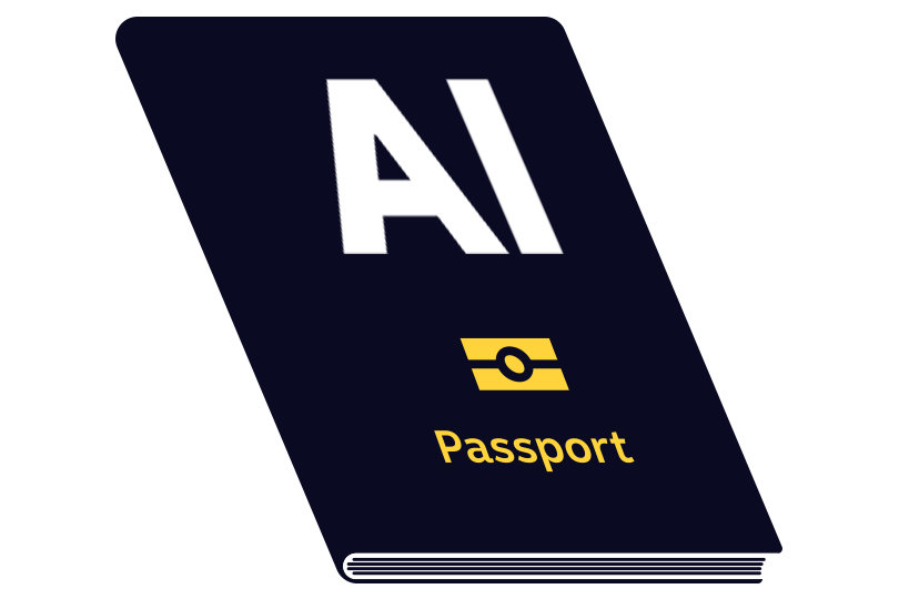 A passport with the word AI on it