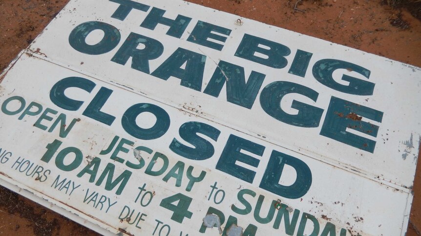 Sign for South Australia's Big Orange on the ground.