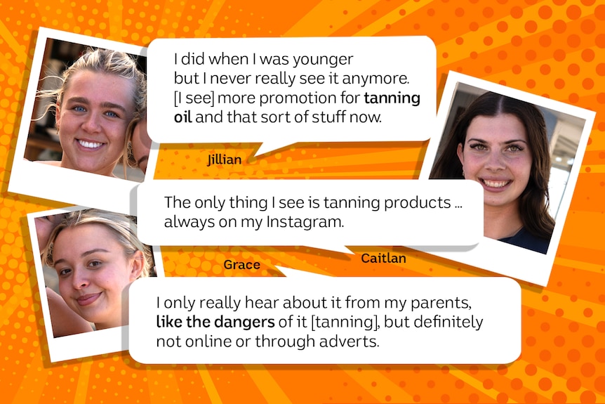 Graphic of quotes and photos of young people on a bright orange and yellow background.