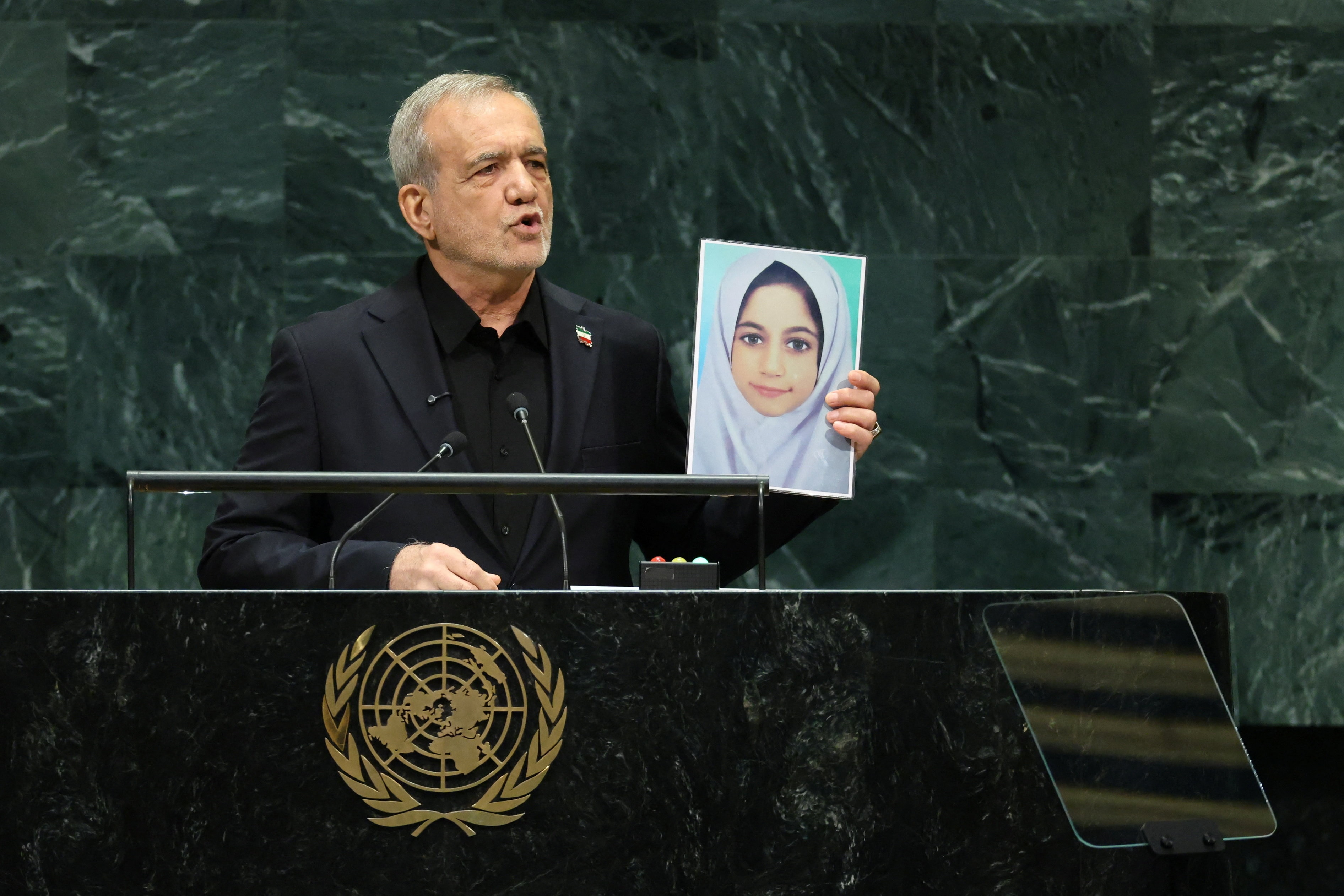 'Victims of terrorism': Iran's president tells UN 'we will never bow' to US