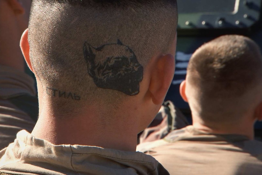 A tattoo on the back of a Legionnaire's head.