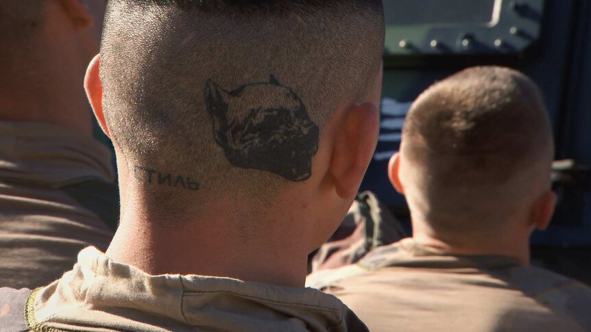 A tattoo on the back of a Legionnaire's head.