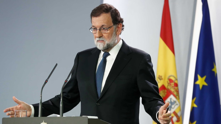 Spain's Prime Minister Mariano Rajoy speaks during a press conference.