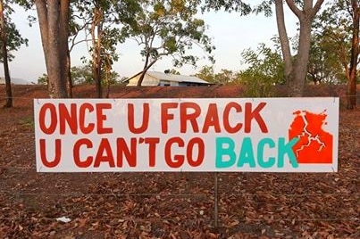 A sign about fracking