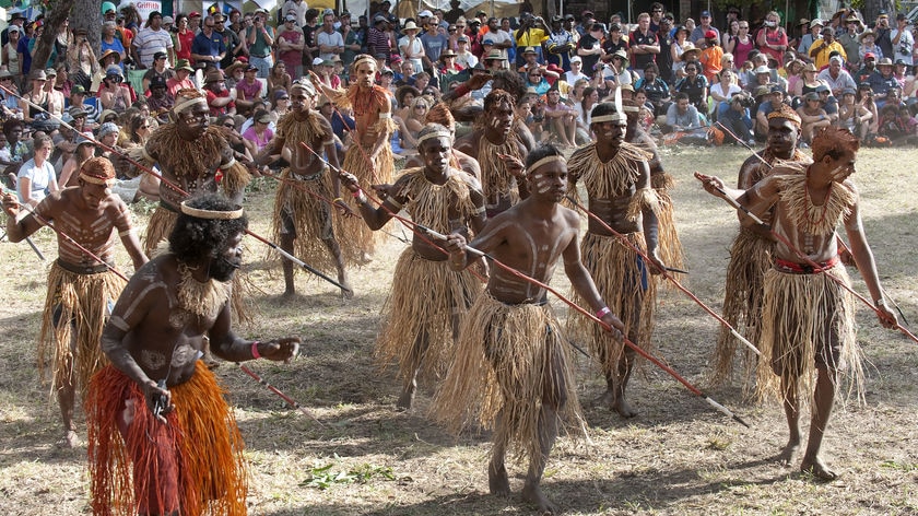 Dancers perform at the Laura Aboriginal Dance Festival