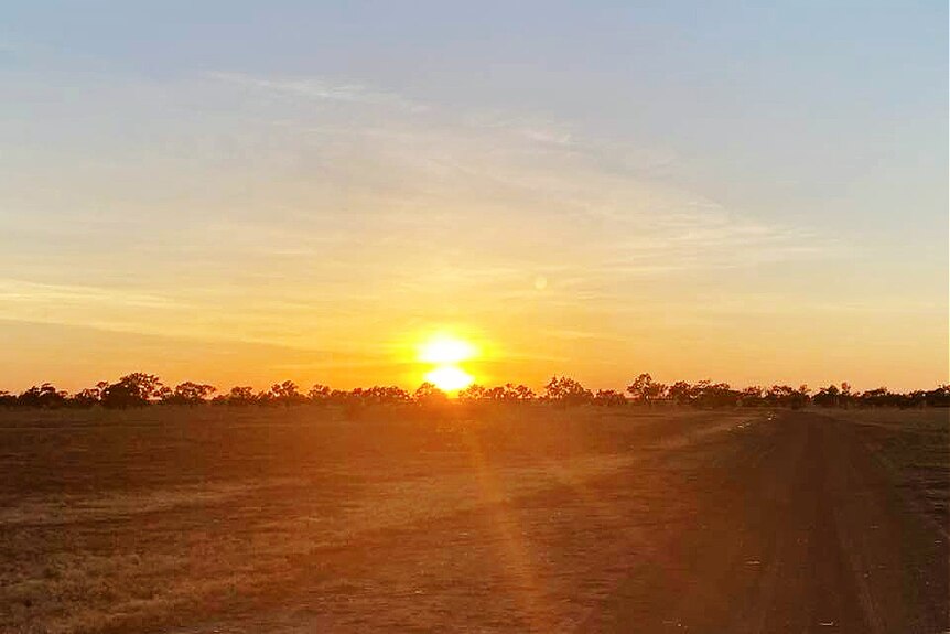 Sunrise at cattle property in outback queensland