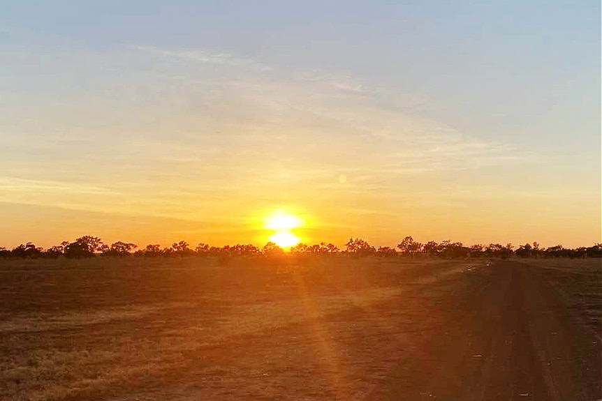 Sunrise at cattle property in outback queensland