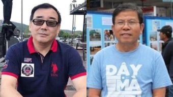 A composite image of a man of Chinese heritage wearing a navy shirt and a man of Vietnamese heritage wearing a blue t-shirt.