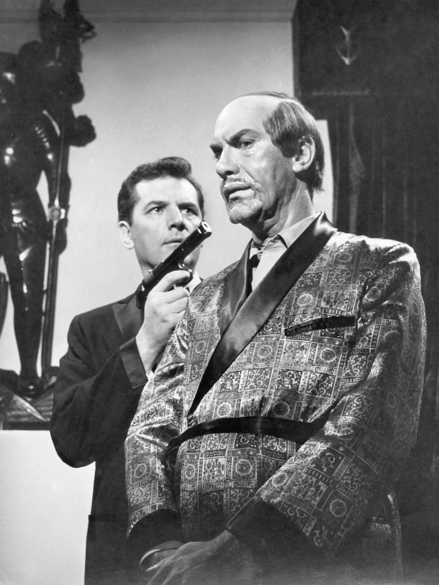 Martin Landau and Steven Hill in the premiere of the television program Mission: Impossible.