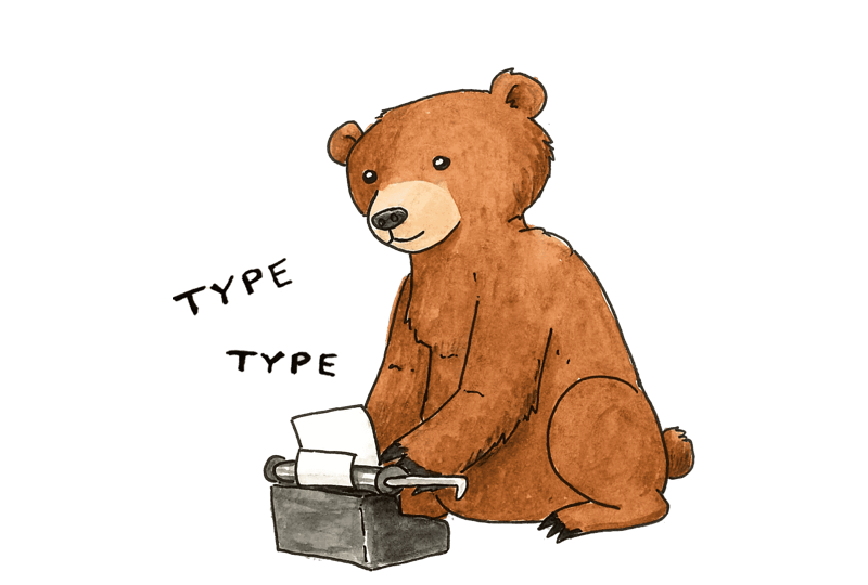Bear is typing out her story