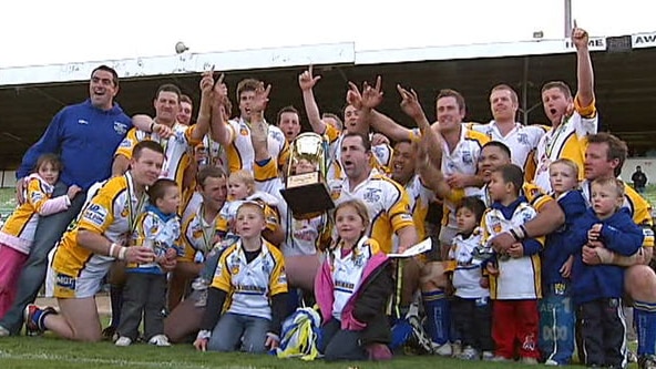 The Goulburn Bulldogs celebrate their first premiership win.