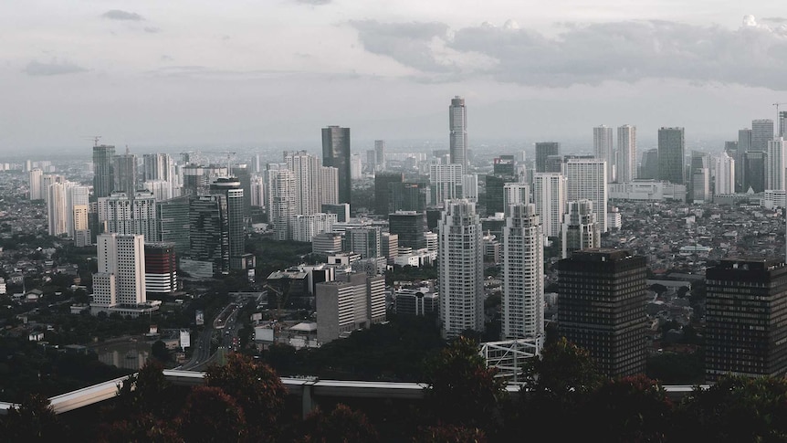 City skyline of Jakarta.