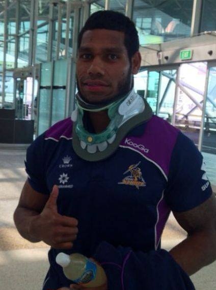 Melbourne winger Sisa Waqa returning home after the Storm's final against the Rabbitohs.