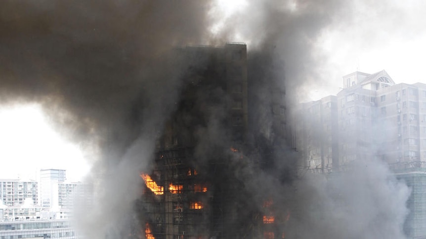 Flames engulf Shanghai high-rise