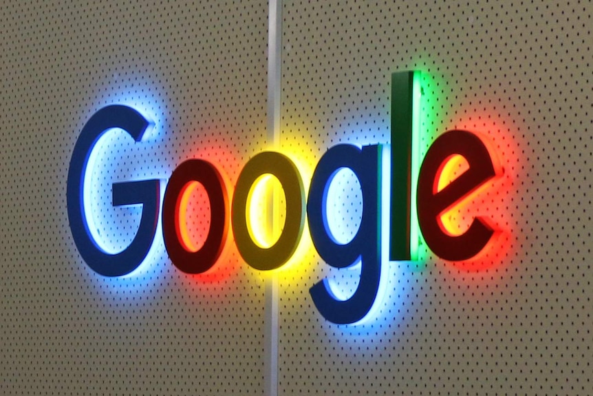 The colourful Google logo against a white wall.