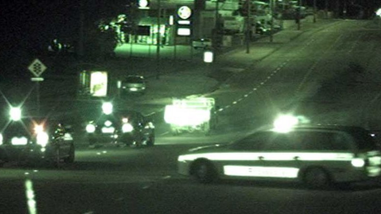 Police in pursuit at night