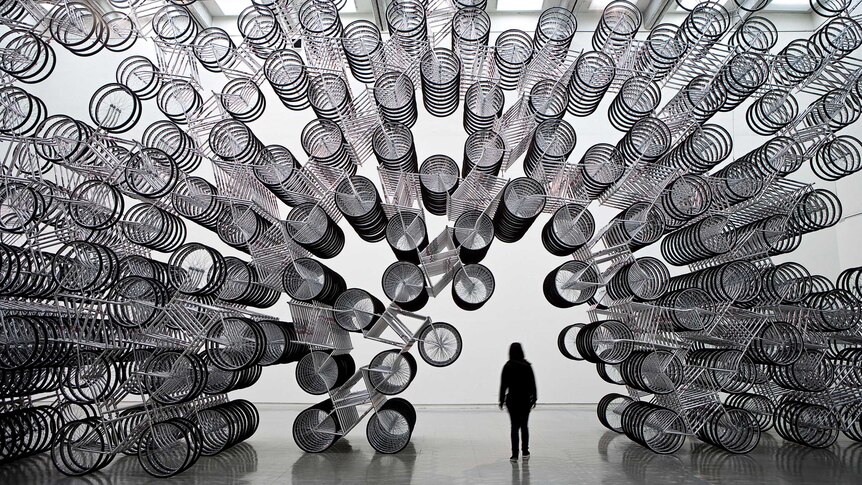 Forever bicycles installation view at Taipei Fine Arts Museum.
