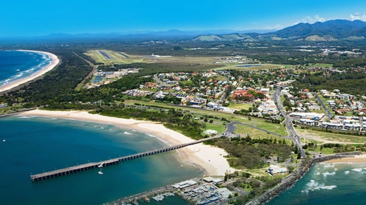 Aerial view of Coffs Harbour waterfront