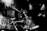 Music producer Felix Papparlardi at a mixing desk.