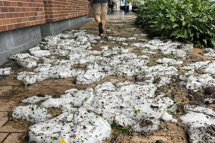 Hail stones cover Toowoomba's main street