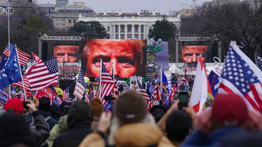 A Donald Trump rally takes place in front of the White House.