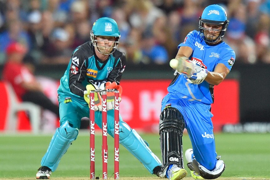 Jake Weatherald plays a shot during the Big Bash League