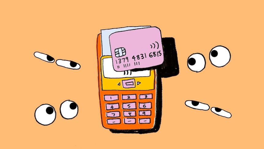 An illustration of an EFTPOS machine and credit card