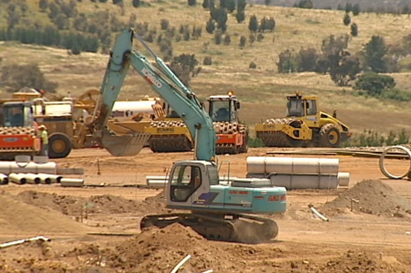 Heavy machinery developing housing land in southern Canberra