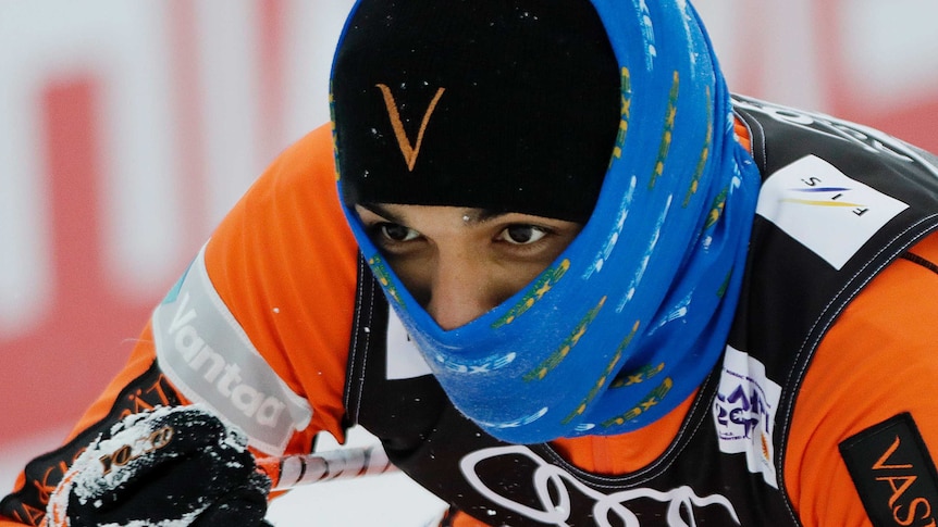 Venezuela's Adrian Solano in the men's cross country qualification at Nordic Skiing world titles.