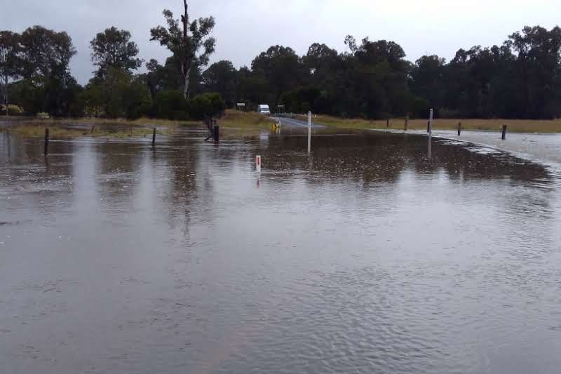 Flooded Clarence Way near Bonalbo