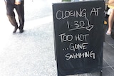 Sign outside coffee shop at South Brisbane in January 2017.